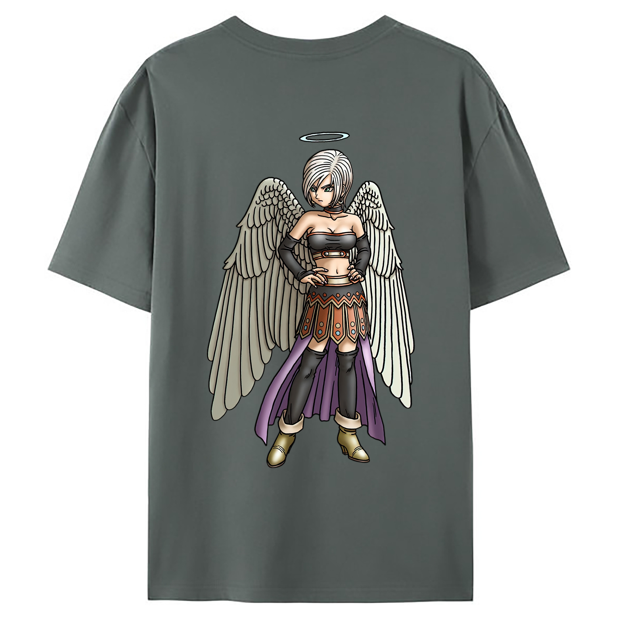 （画像用） ドラゴンクエスト Doragon Kuesuto Dragon Quest 綿100％ メンズ半袖Tシャツ（バックプリント） 通気性